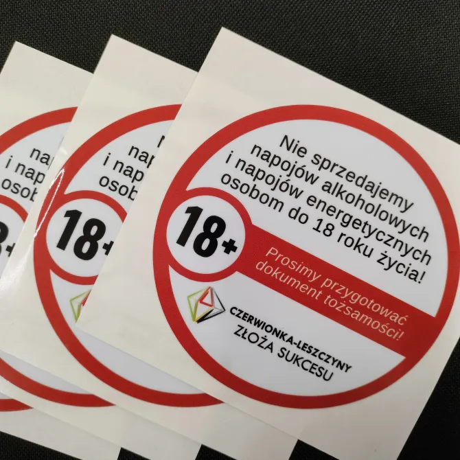 Naklejki - Nie sprzedajemy napojów alkoholowych i napojów energetycznych osobom do 18. roku życia!