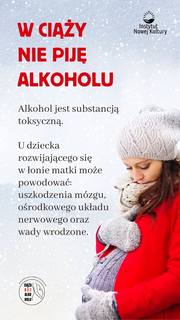 Plakat informacyjny dot. kampanii Ciąża bez alkoholu 2025