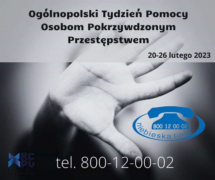 Plakat informacyjny dot. Ogólnopolskiego Tygodnia Pomocy Osobom Pokrzywdzonym Przestępstwem